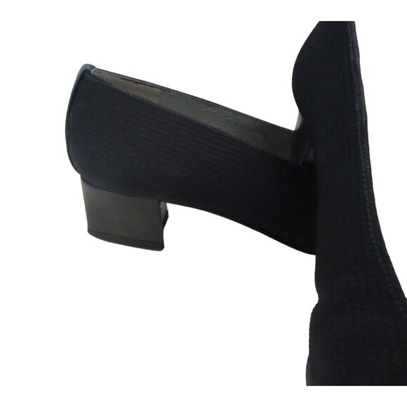 Vintage Stuart Weitzman Black Cloth w Leather Trim Low Heel Shoes in Sz 6 1/2M - Picture 3 of 10